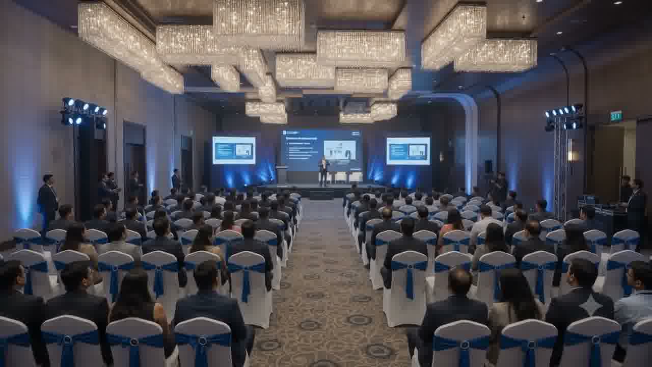 Apex SUV on rotating turntable stage under spotlights